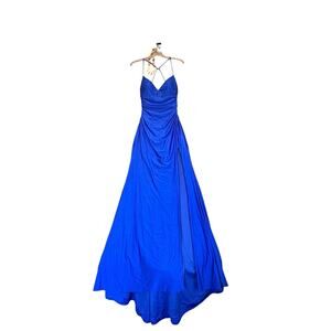 La Femme Blue Mermaid halter evening gown prom 2026 Dress Wedding 6 Regency